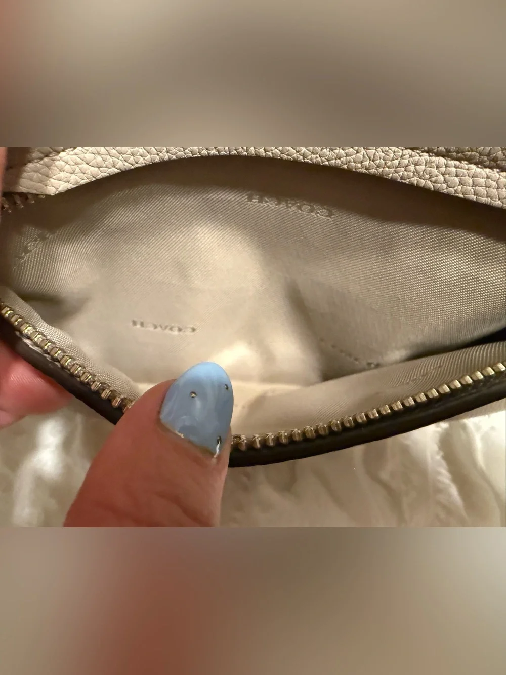 Coach Pebbled Leather Shoulder Bag in Light Taupe - Elle Hobo Bag